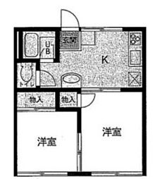 京成松戸線 前原駅 徒歩6分の賃貸アパート 2階2Kの間取り