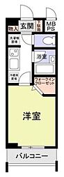 ヴィラロクロー 1Kの間取図画像