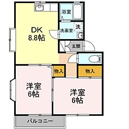 京成本線 京成高砂駅 徒歩13分の賃貸アパート 1階2DKの間取り