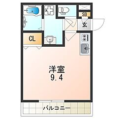 阪神本線 尼崎駅 徒歩8分の賃貸アパート 1階1Kの間取り