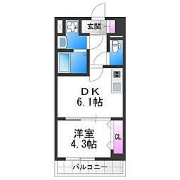 メイクス天王寺南 1DKの間取図画像
