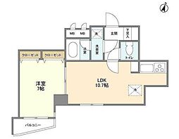 KDXレジデンス日本橋浜町 1LDKの間取図画像