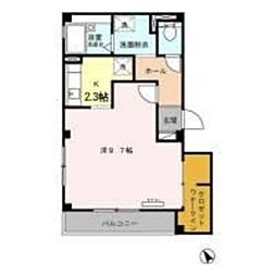 アバンウェル城北公園 3階1Kの間取り