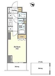 ドゥーエ横濱鶴見 2階1Kの間取り