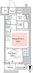Urbanex深川木場 1DKの間取図画像
