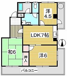コーポ小見野 3階3LDKの間取り