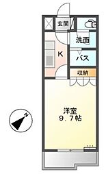 ヴァンベールヤマモト 2階1Kの間取り