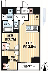 ＡＲＣＯＢＡＬＥＮＯ ＭＩＮＡＭＩＳＥＮＪＵ 15階2LDKの間取り