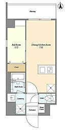 グランカーサ尾久 2階1DKの間取り
