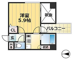 JR東海道・山陽本線 三ノ宮駅 徒歩4分の賃貸マンション 11階1Kの間取り