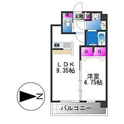 プレジオ布施ASIAN 1LDKの間取図画像