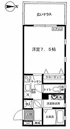 グラスフィールド 1Kの間取図画像