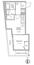 グローリオシェルト池袋本町 4階1DKの間取り