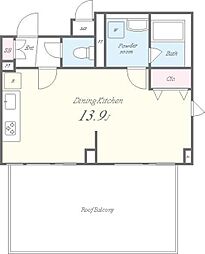 ルーツ渋谷本町 6階ワンルームの間取り