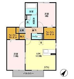ヴィクトワール・コート 2階2LDKの間取り