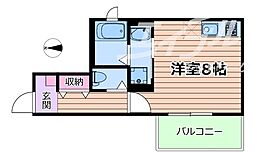 エ・カーサ 1Kの間取図画像