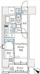 PRIMERESIDENCESHIBUYA 1LDKの間取図画像