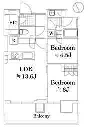 晴海フラッグ パークヴィレッジ T棟 31階2LDKの間取り
