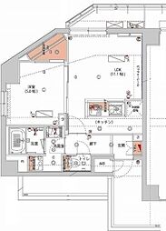 ハーモニーレジデンス神楽坂ヒルズsecond 4階1LDKの間取り