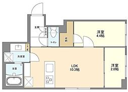 ウェルスクエア南長崎 4階2LDKの間取り