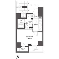 ルクレ押上 8階1Kの間取り