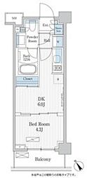 パークアクシス門前仲町テラス 1DKの間取図画像