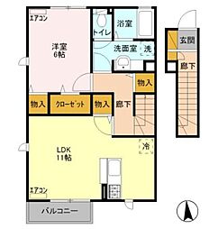 JR中央線 吉祥寺駅 徒歩29分の賃貸アパート 2階1LDKの間取り