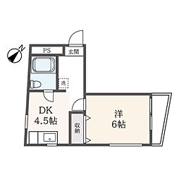 リバーサイドアネックス 2階1DKの間取り