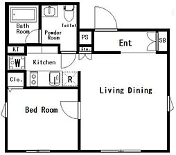 Ludens東新町 2階1LDKの間取り