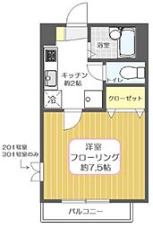 グラントワ谷在家 1Kの間取図画像