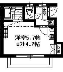 ピア三軒茶屋 2階ワンルームの間取り