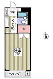 シャトーロマネ 3階1Kの間取り