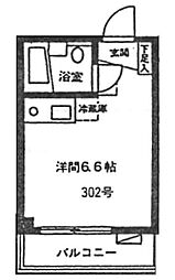 ハイホーム東目白 3階ワンルームの間取り