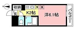 ファンタジア壱番館 4階1Kの間取り