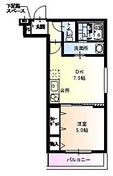 近鉄奈良線 河内花園駅 徒歩5分の賃貸アパート 2階1DKの間取り