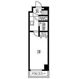 東急池上線 洗足池駅 徒歩14分の賃貸マンション 3階1Kの間取り
