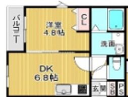 阪急伊丹線 稲野駅 徒歩6分の賃貸アパート 3階1DKの間取り
