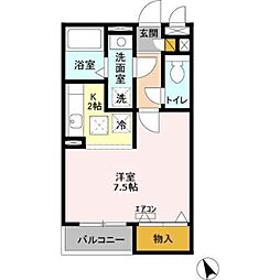 アプローズ馬橋 1Kの間取図画像