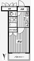 ソアブール西早稲田 4階1Kの間取り