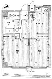 パークウェル東中野 2DKの間取図画像
