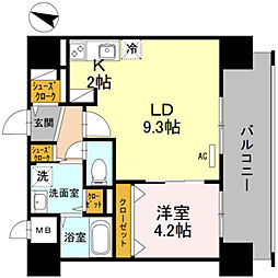 Osaka Metro谷町線 中崎町駅 徒歩6分の賃貸マンション 8階1LDKの間取り