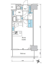 ロイヤルパークスＥＲ万代 7階ワンルームの間取り