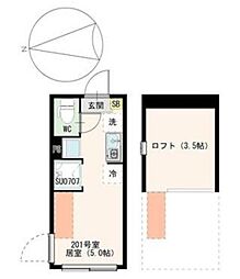 仮称東尾久二丁目 2階ワンルームの間取り