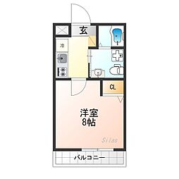 Gladvis二条式部 4階1Kの間取り