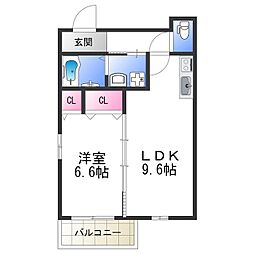 フジパレスソレイユV 1階1LDKの間取り