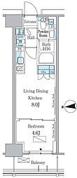 パークアクシス新宿百人町 1LDKの間取図画像