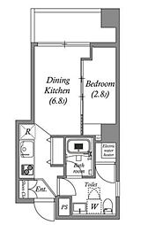 オーパスホームズ芝公園 5階1DKの間取り