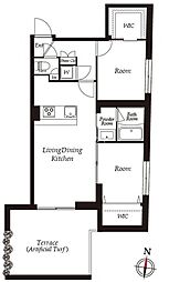 THE CLASS EXCLUSIVE RESIDENCE 地下1階2LDKの間取り