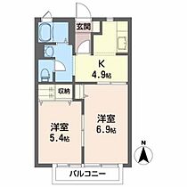 フェニックスＡ 205 ｜ 福島県郡山市八山田西４丁目91（賃貸アパート2K・2階・40.00㎡） その2