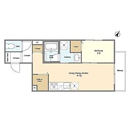 東急池上線 池上駅 徒歩14分の賃貸アパート 1階1LDKの間取り